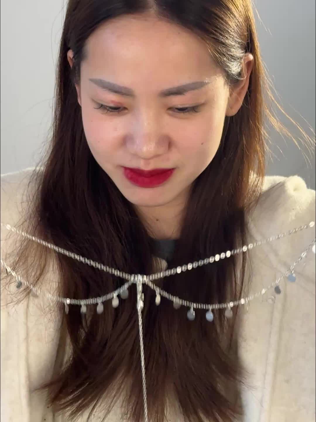Elegant Metal Round Disc Tassel Head Chain